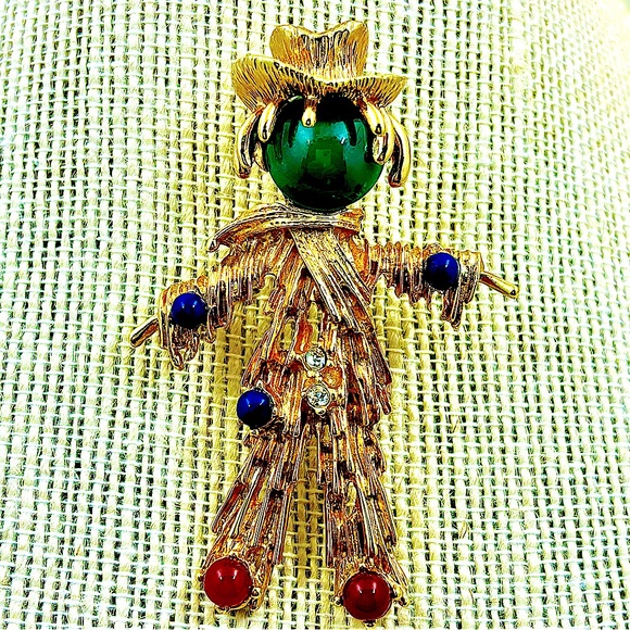 ERWIN PEARL Vintage Scarecrow Brooch - Picture 1 of 4